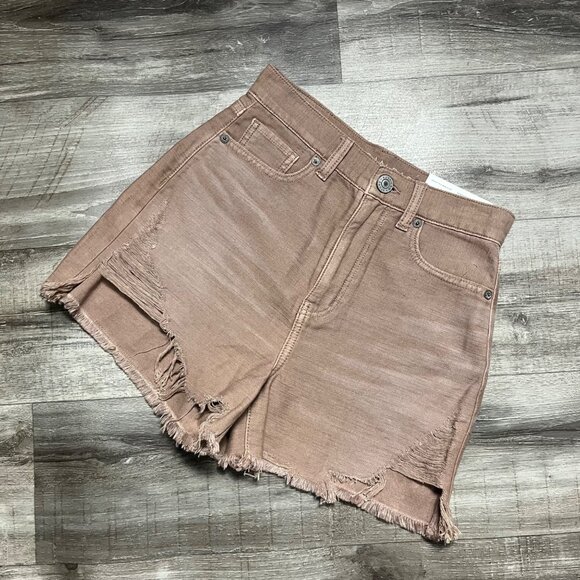 American Eagle Highest Rise Mom Short Distressed Rose Mauve NWT Women’s Size 00 - Picture 1 of 11